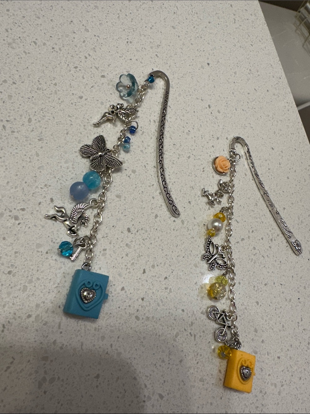 Charm Dangle Bookmarks in Blue and Yellow - Picture 6 of 6